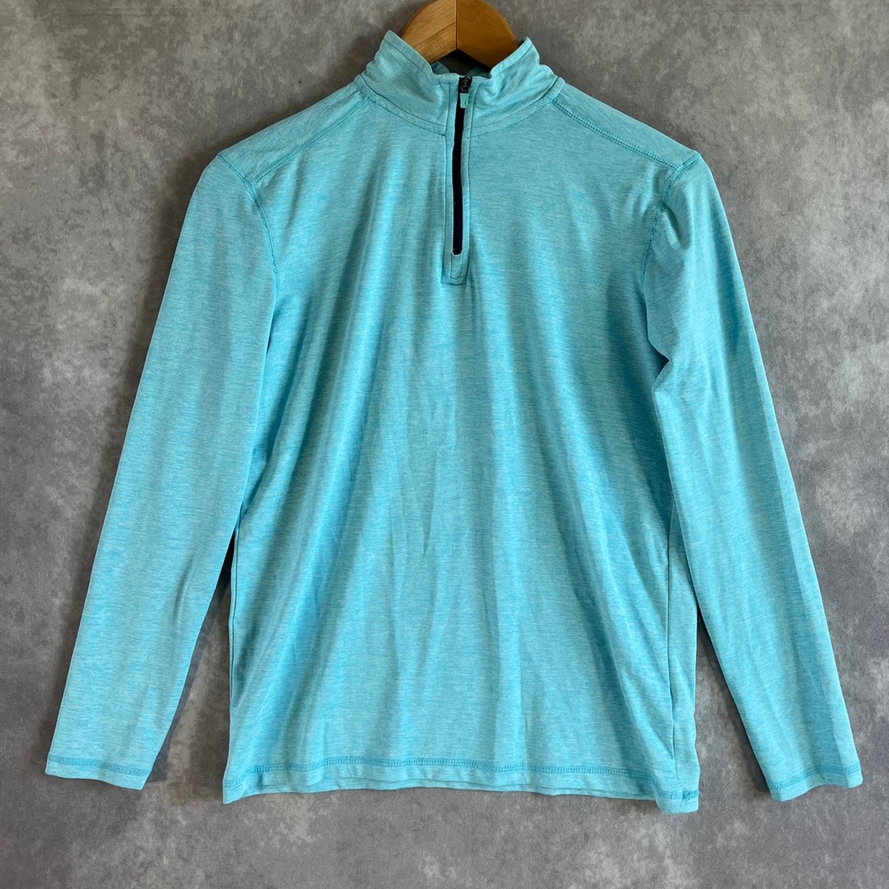 Tommy Bahama Active Pullover Women XL Blue Heather Quarter Zip Long Sleeve
